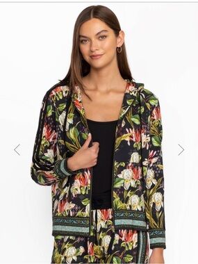 Johnny Was XXL iris whisper  zip front hoodie with tape